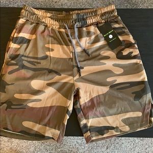 Camouflage workout shorts.